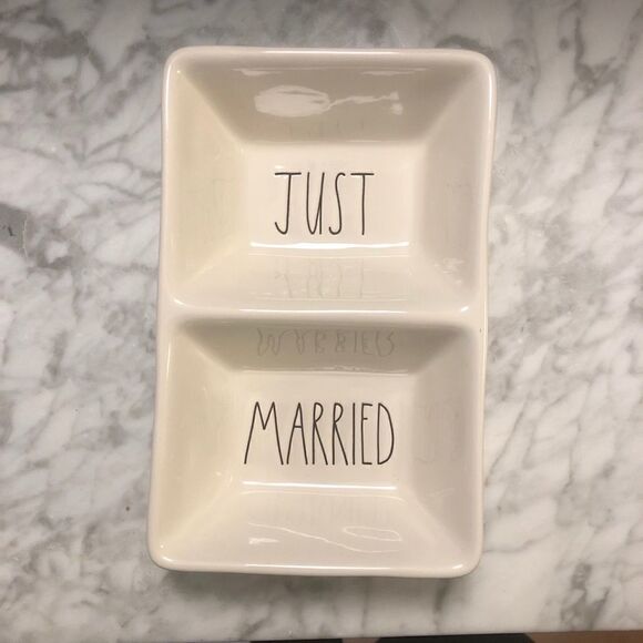 Rae Dunn Just Married Divided Dish - Picture 1 of 3